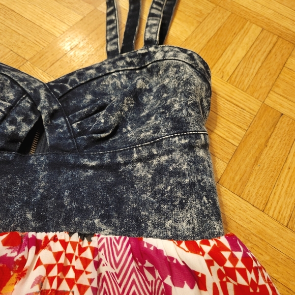 Material Girl Denim Cutout Floral Dress - Picture 5 of 6